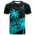 Fiji Rugby Sevens T Shirt Tapa Palm Tree and Fijian Coat of Arms LT9 Blue - Polynesian Pride