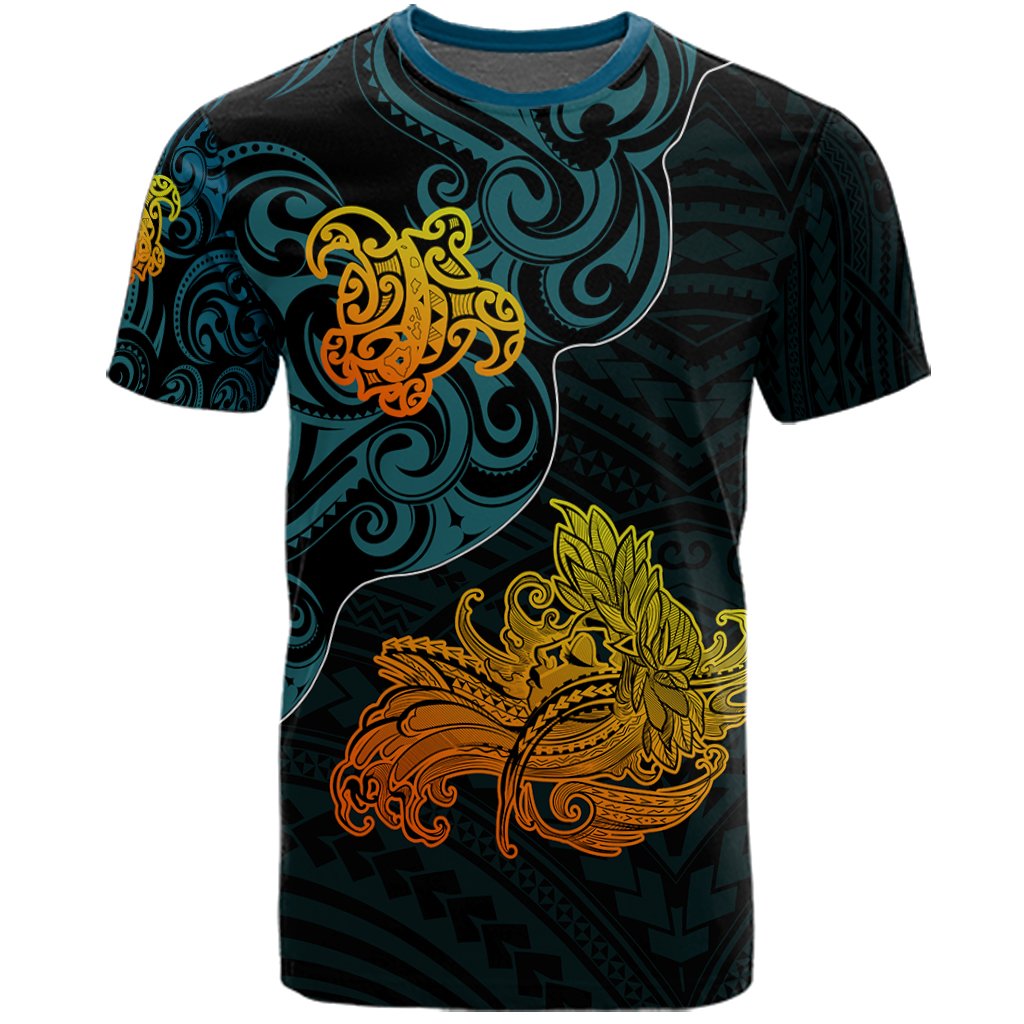 Hawaiian Polynesian Hula Girl And Turtle T Shirt The Wave Style AH - Polynesian Pride