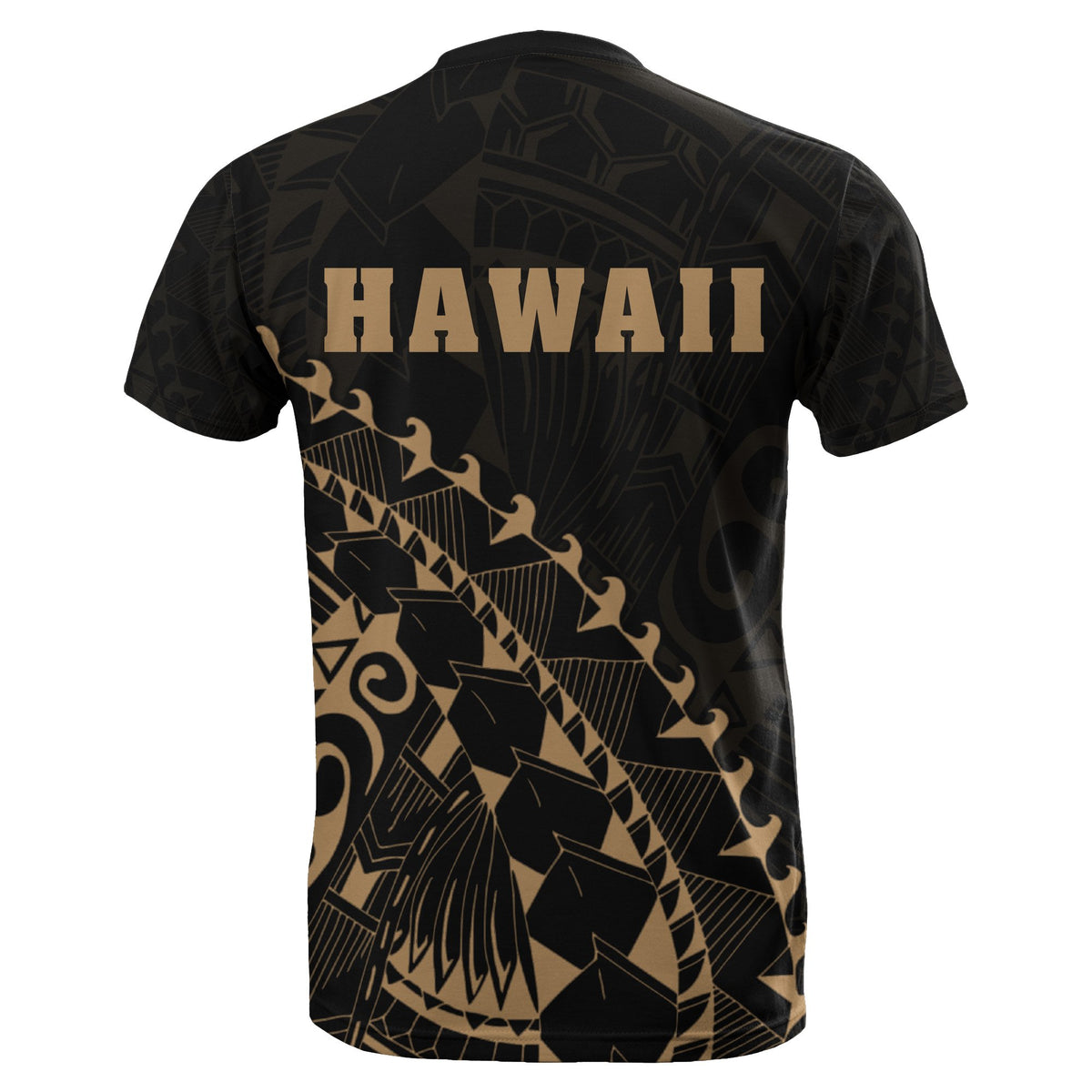 Hawaii Coat of Arms T Shirt ( Gold) Turtle Style - Polynesian Pride