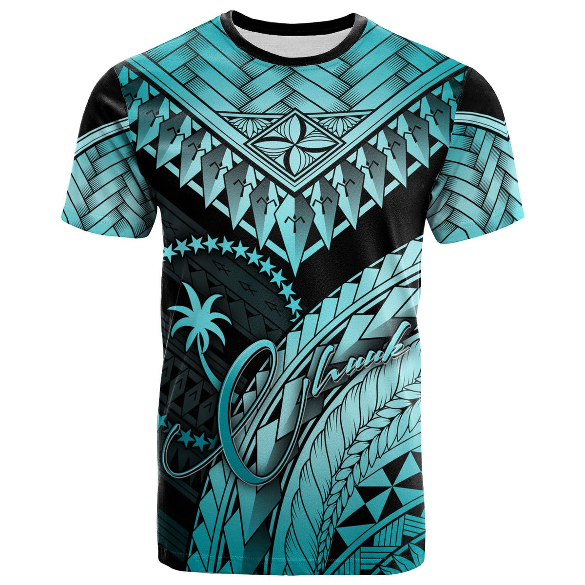 Chuuk T Shirt Turquoise Polynesian Necklace and Lauhala Unisex Turquoise - Polynesian Pride