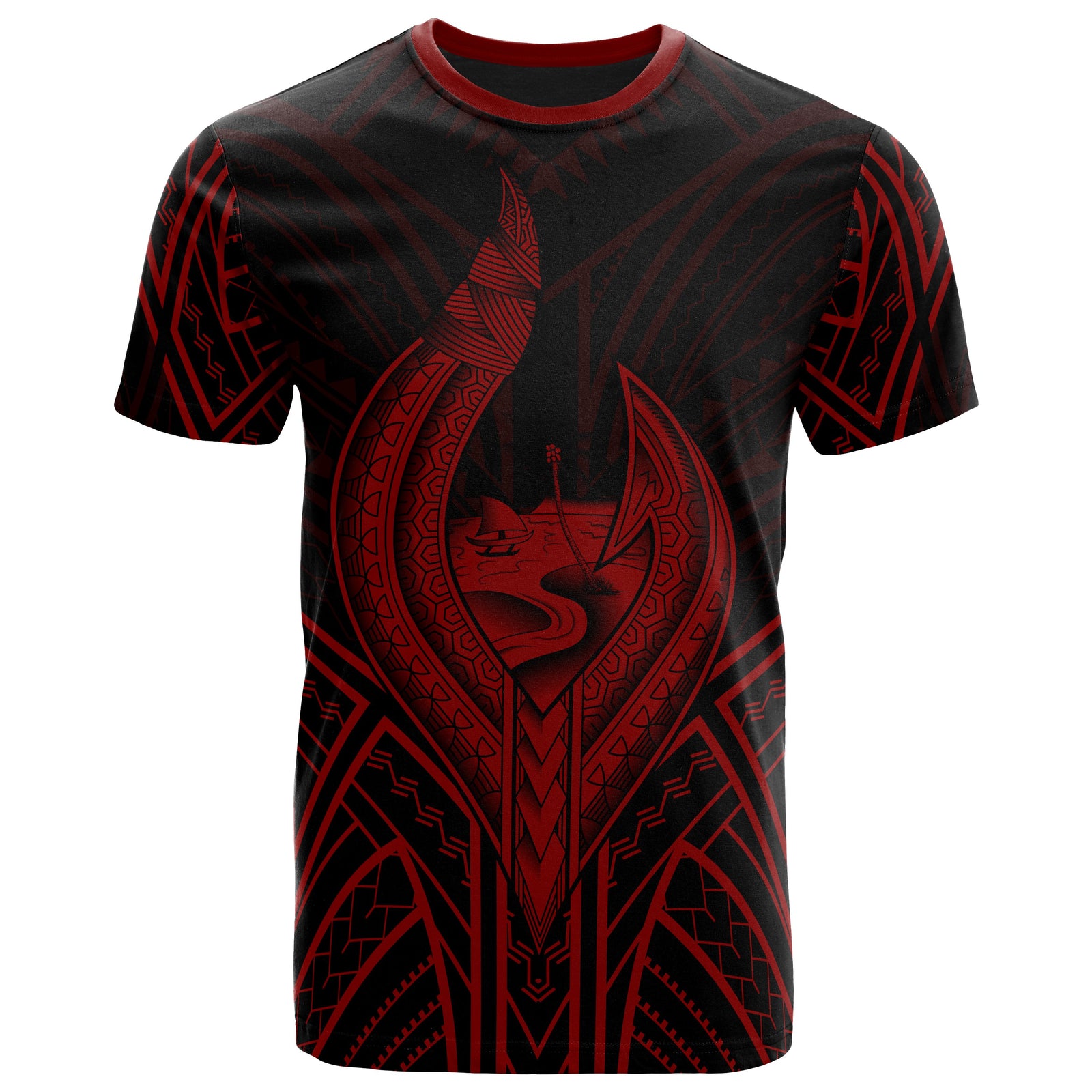 Guam T Shirt Guam Seal Chamorro Tribal Red Color Unisex Black - Polynesian Pride
