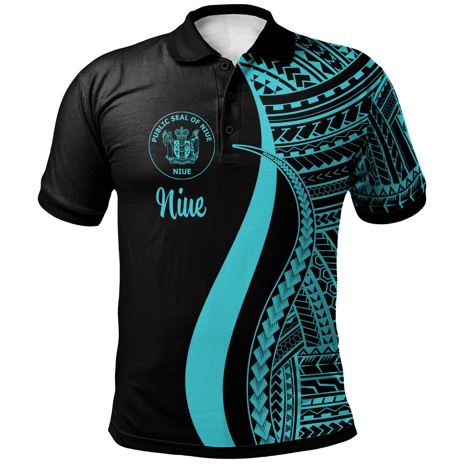 Niue Polo Shirt Turquoise Polynesian Tentacle Tribal Pattern Unisex Turquoise - Polynesian Pride