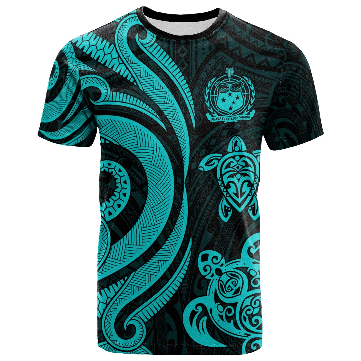 Samoa Polynesian T shirt Turquoise Tentacle Turtle Unisex Turquoise - Polynesian Pride