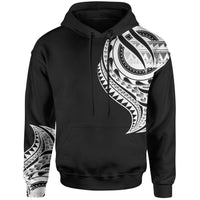Wallisnd Futuna Hoodie Wallisnd Futuna Tatau White Patterns With Coat ofrms Unisex Black - Polynesian Pride