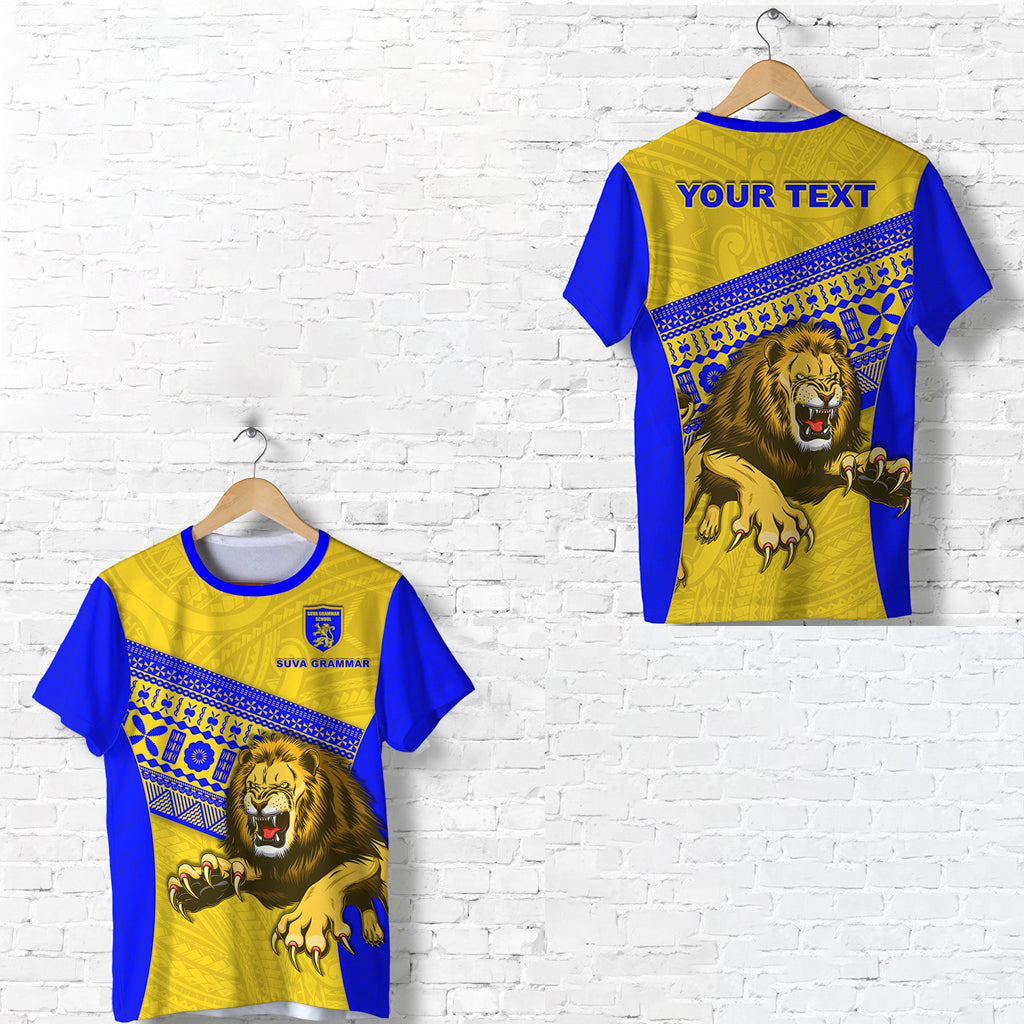 Custom Suva Grammar Fashion T Shirt Fiji School Version Lion Blue LT13 Unisex Blue - Polynesian Pride