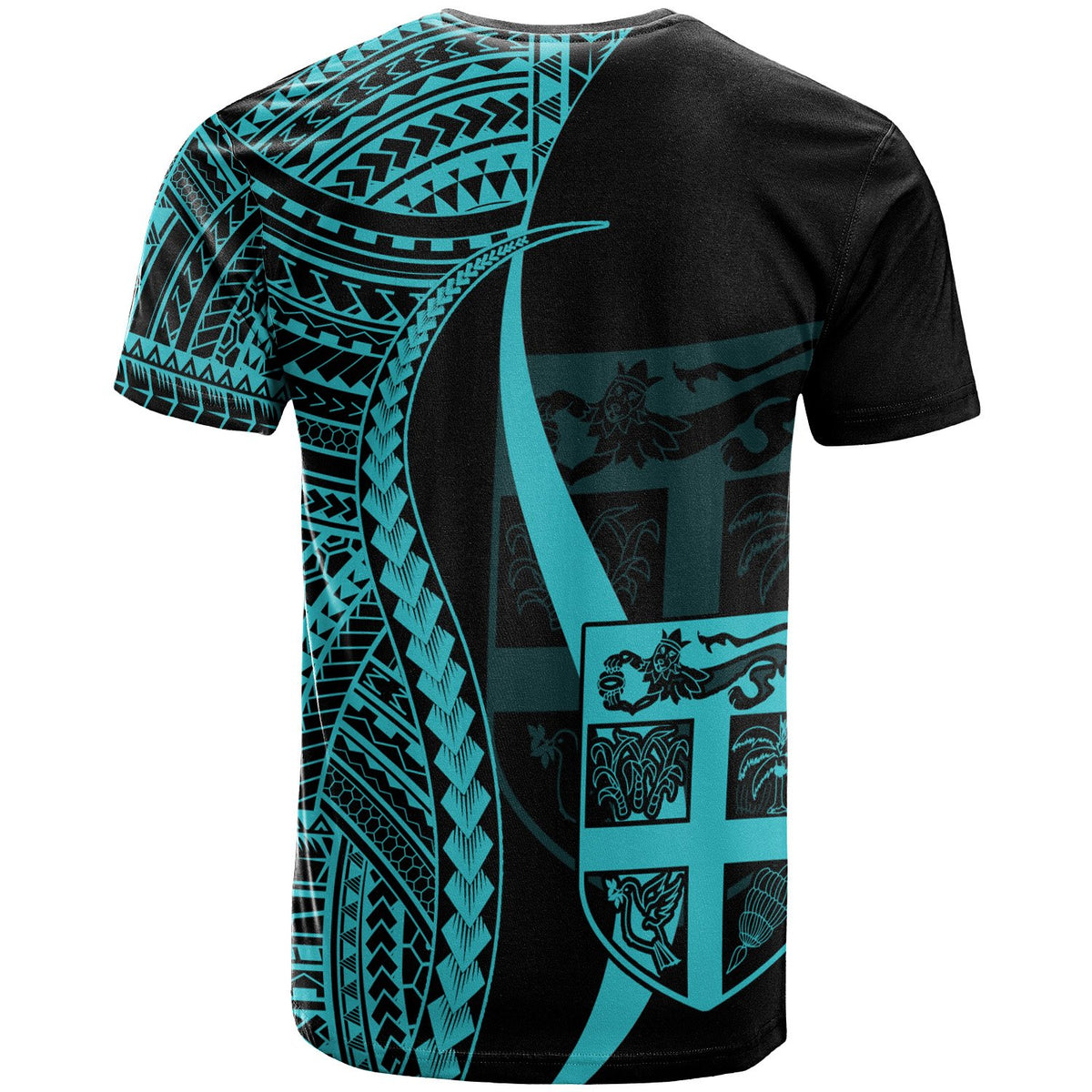 Fiji T Shirt Turquoise Polynesian Tentacle Tribal Pattern - Polynesian Pride