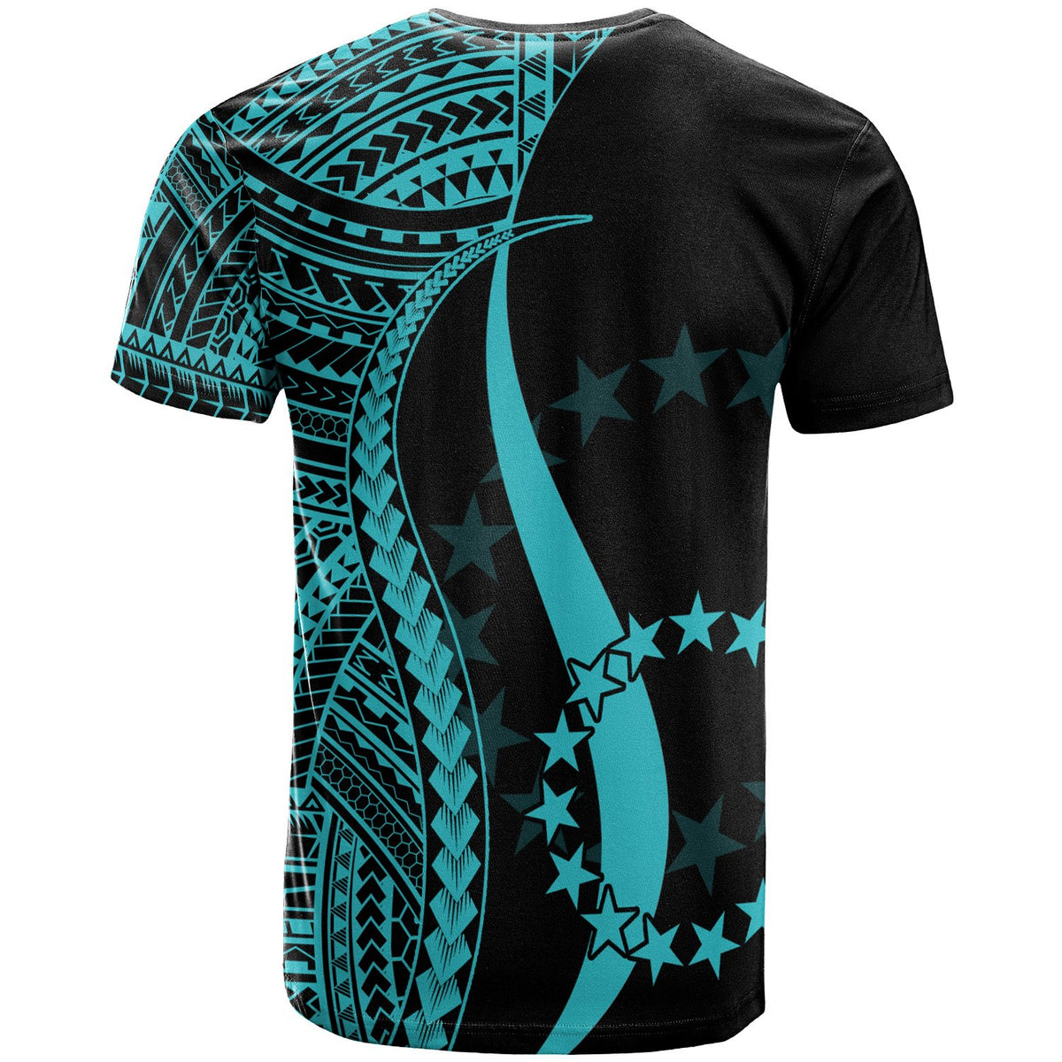 Cook Islands T Shirt Turquoise Polynesian Tentacle Tribal Pattern - Polynesian Pride
