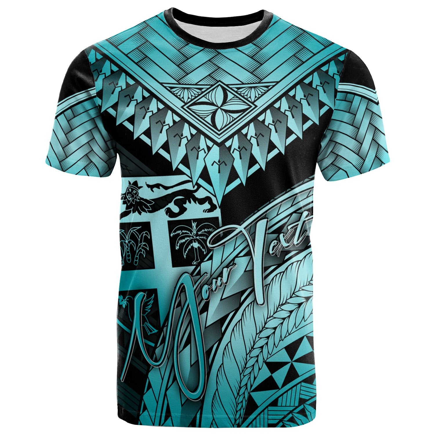 Fiji Custom T Shirt Turquoise Polynesian Necklace and Lauhala Unisex Turquoise - Polynesian Pride