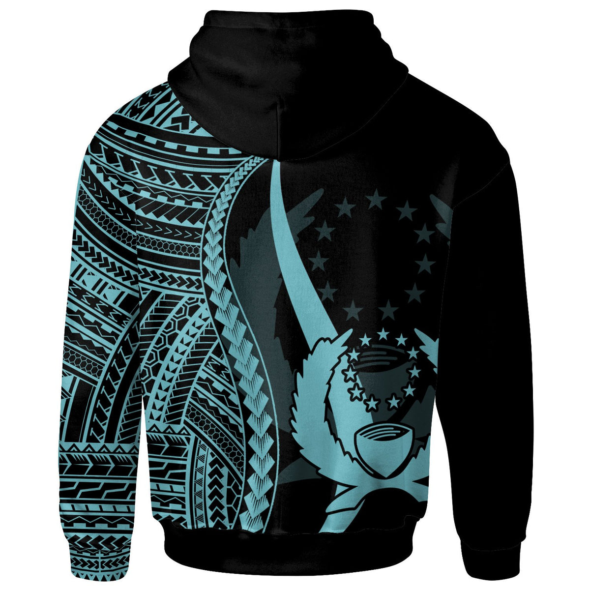Pohnpei Zip up Hoodie Turquoise Tentacle Tribal Pattern - Polynesian Pride