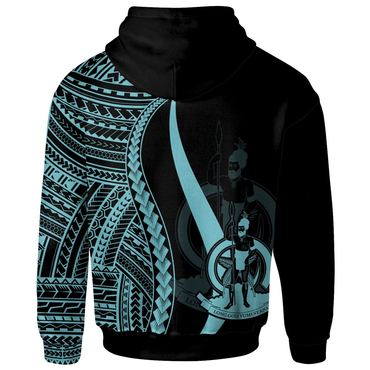Vanuatu Hoodie Turquoise Tentacle Tribal Pattern - Polynesian Pride