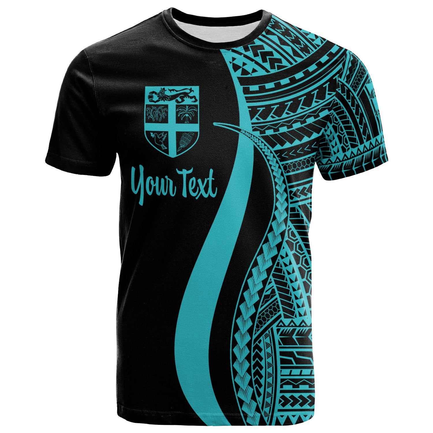 Fiji Custom T Shirt Turquoise Polynesian Tentacle Tribal Pattern Unisex Turquoise - Polynesian Pride