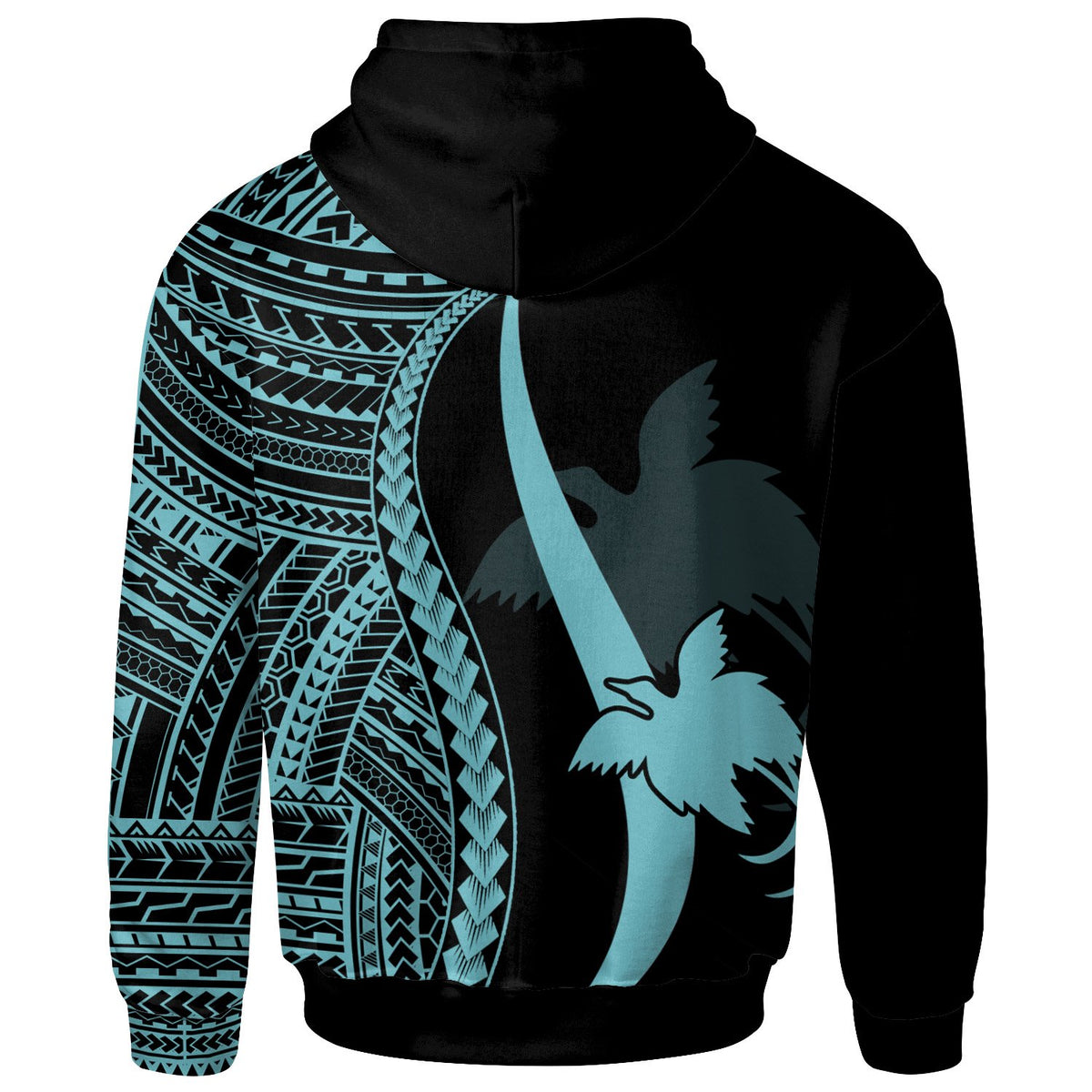 Papua New Guinea Zip up Hoodie Turquoise Tentacle Tribal Pattern - Polynesian Pride