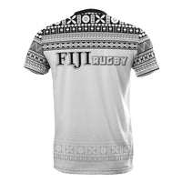 Fiji T Shirt Rugby Fijian Tapa White Pattern - Polynesian Pride