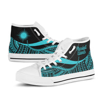 Marshall Islands High Top Shoes Turquoise - Polynesian Tentacle Tribal Pattern - Polynesian Pride