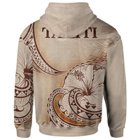 Tahiti Zip Hoodie Hibiscus Flowers Vintage Style - Polynesian Pride