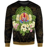 Tahiti Sweatshirt - Polynesian Gold Patterns Collection Unisex Black - Polynesian Pride