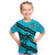 (Custom Text And Number) Fiji Rugby Tapa Pattern Fijian 7s Cyan Kid T Shirt LT14 - Polynesian Pride