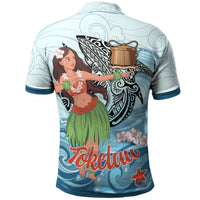 Tokelau Polo Shirt Polynesian Girls With Shark - Polynesian Pride