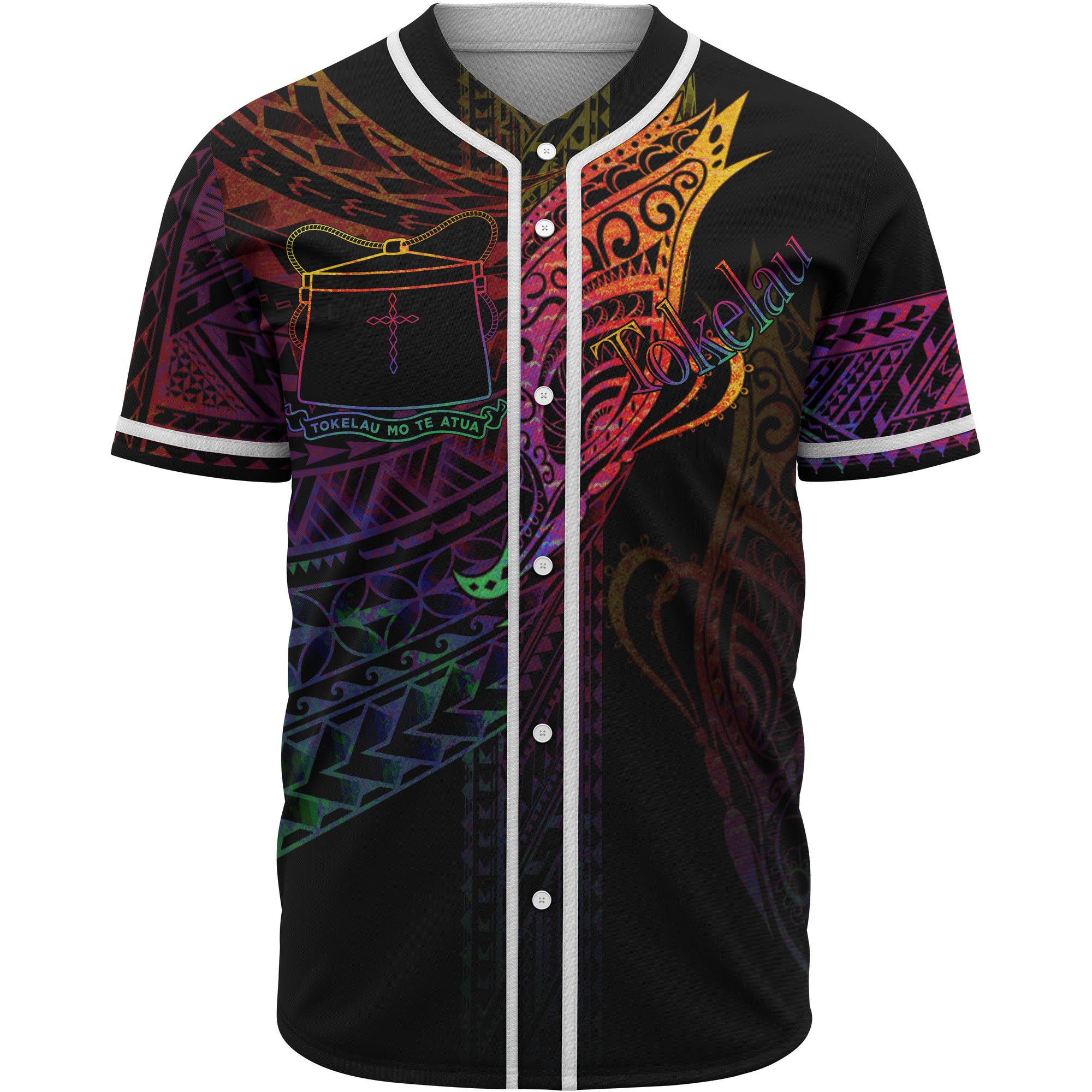 Tokelau Baseball Shirt - Butterfly Polynesian Style Unisex Black - Polynesian Pride