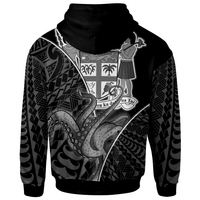Fiji Zip Hoodie Octopus Style White Color - Polynesian Pride