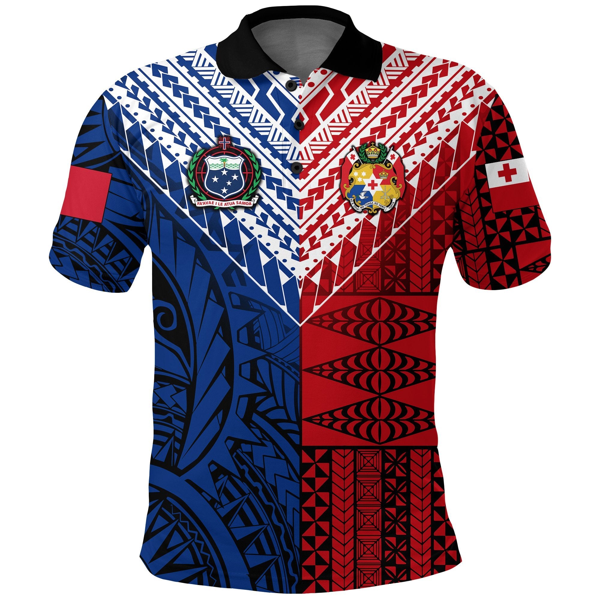 Tokouso Polo Shirt Tonga Samoa Together Red - Polynesian Pride