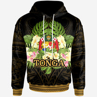 Tonga Hoodie Polynesian Gold Patterns Collection Unisex Black - Polynesian Pride