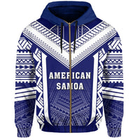 American Samoa Coat of Arms Polynesian Zip Hoodie Active Blue - Polynesian Pride
