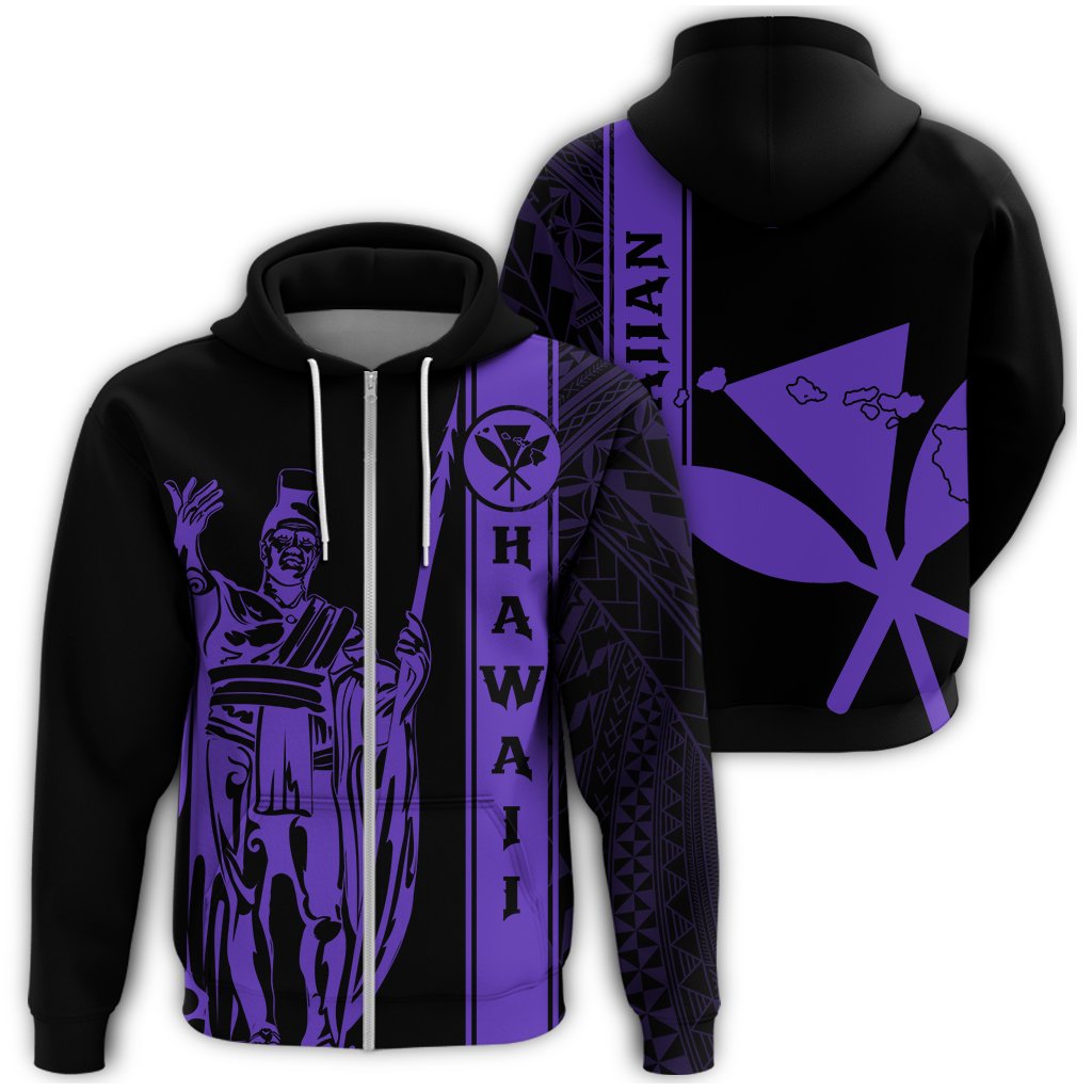 Kanaka Map King Purple Zipper Hoodie Edgar Style Unisex Purple - Polynesian Pride