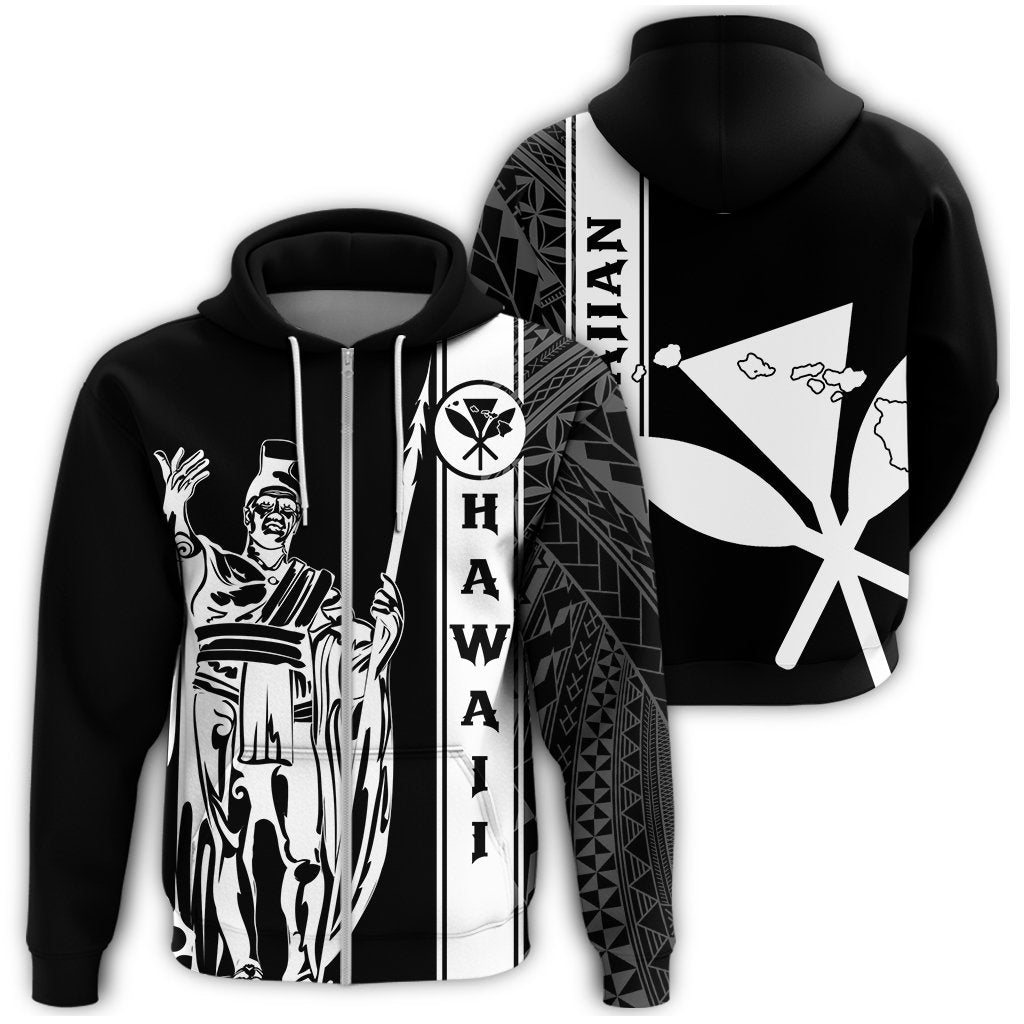 Kanaka Map King White Zipper Hoodie Edgar Style Unisex White - Polynesian Pride