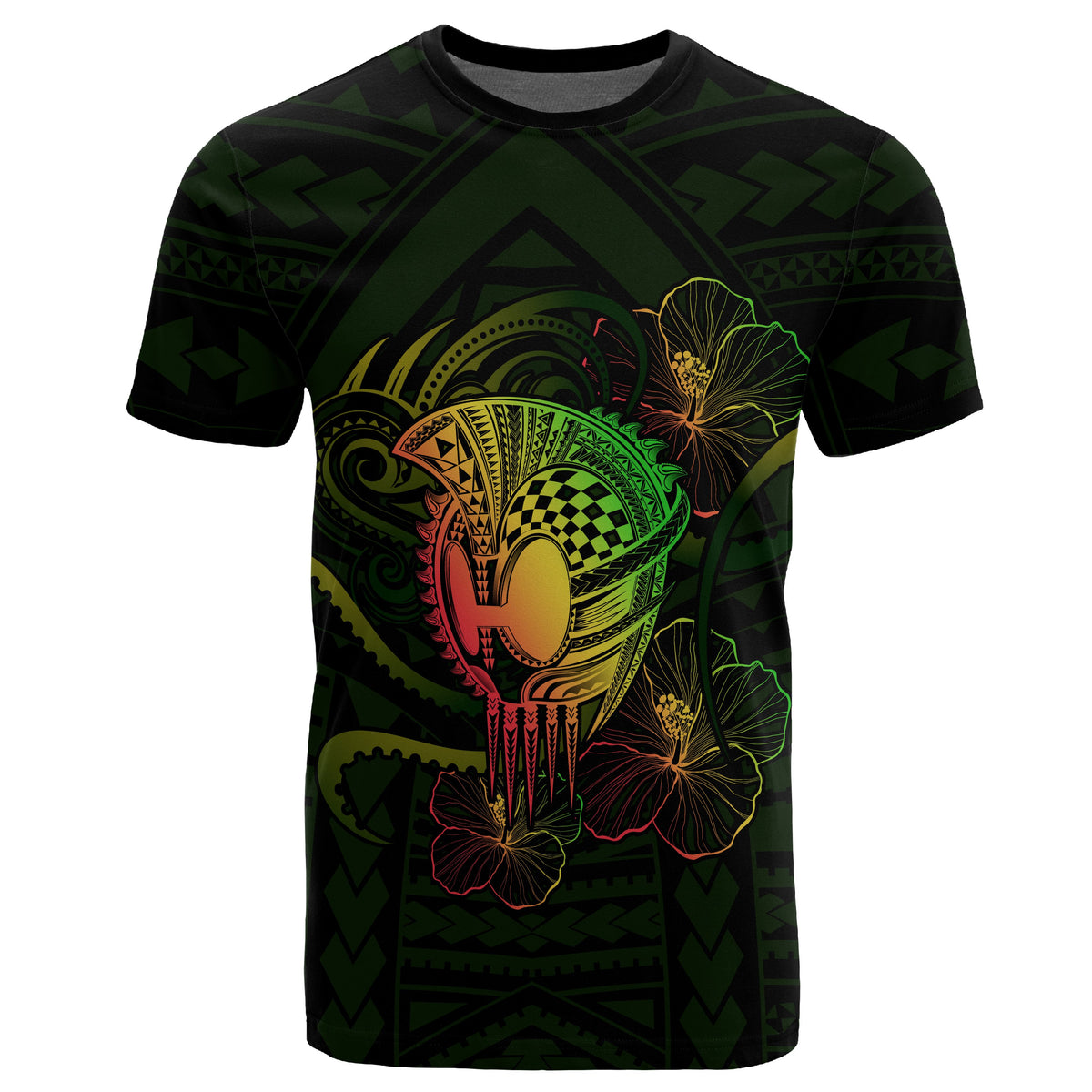 Hawaii Warrior Hibiscus Polynesian T Shirt Flo Style - Polynesian Pride