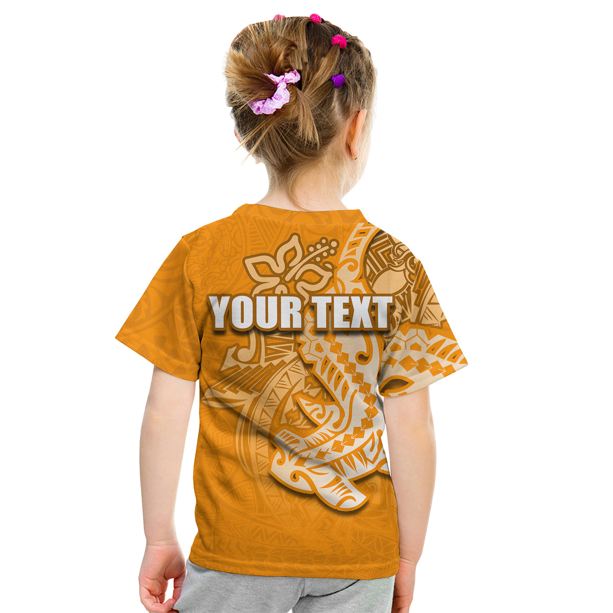 (Custom Personalised) Hammerhead Shark T Shirt Kid Polynesian Orange Style LT6 - Polynesian Pride
