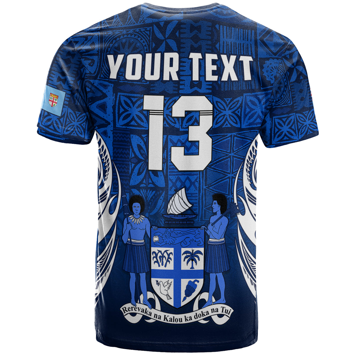 (Custom Text and Number) Fiji Rugby T Shirt Flying Fijians Blue Tapa Pattern LT13 - Polynesian Pride
