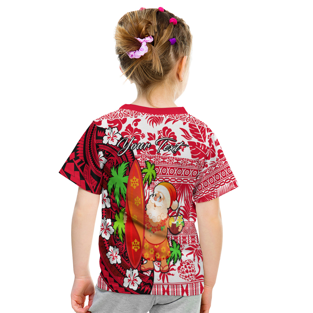 (Custom Personalised) Mele Kalikimaka T Shirt Kid Christmas Hawaii With Santa Claus LT13 - Polynesian Pride