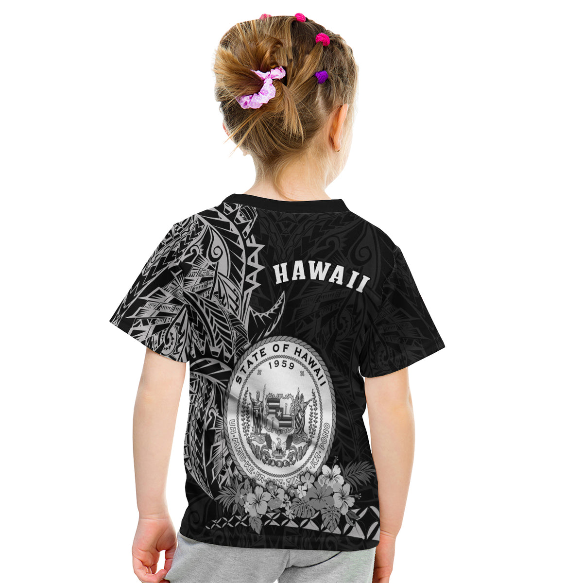 Hawaiian Polynesian T Shirt Kid White Seal Of Hawaii LT13 - Polynesian Pride