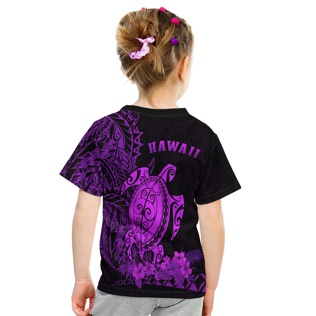 Hawaii Polynesian T Shirt Kid Purple Sea Turtles Hawaiian LT13 - Polynesian Pride