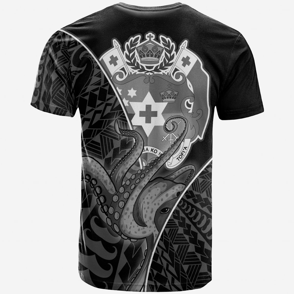 Tonga T Shirt Octopus Style White Color - Polynesian Pride