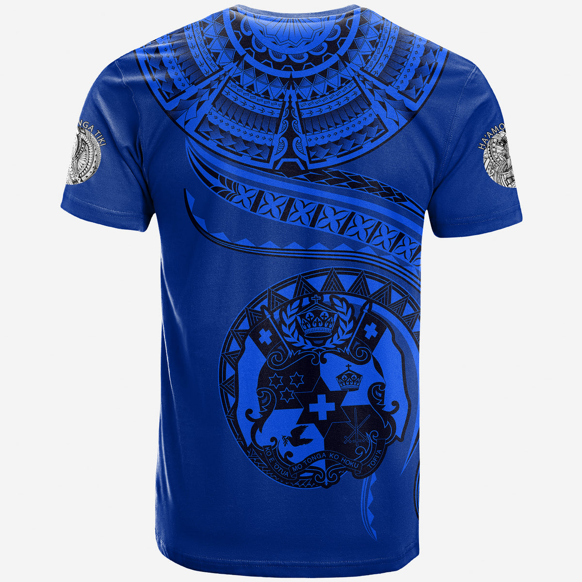 Tonga Polynesian T Shirt Tonga Waves Mix Logo Blue Black LT13 - Polynesian Pride