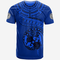 Tonga Polynesian T Shirt Tonga Waves Mix Logo Blue Black LT13 - Polynesian Pride