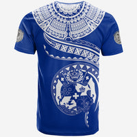(TOKO ofA) Tonga Polynesian T Shirt Tonga Waves Mix Logo Blue White LT13 - Polynesian Pride