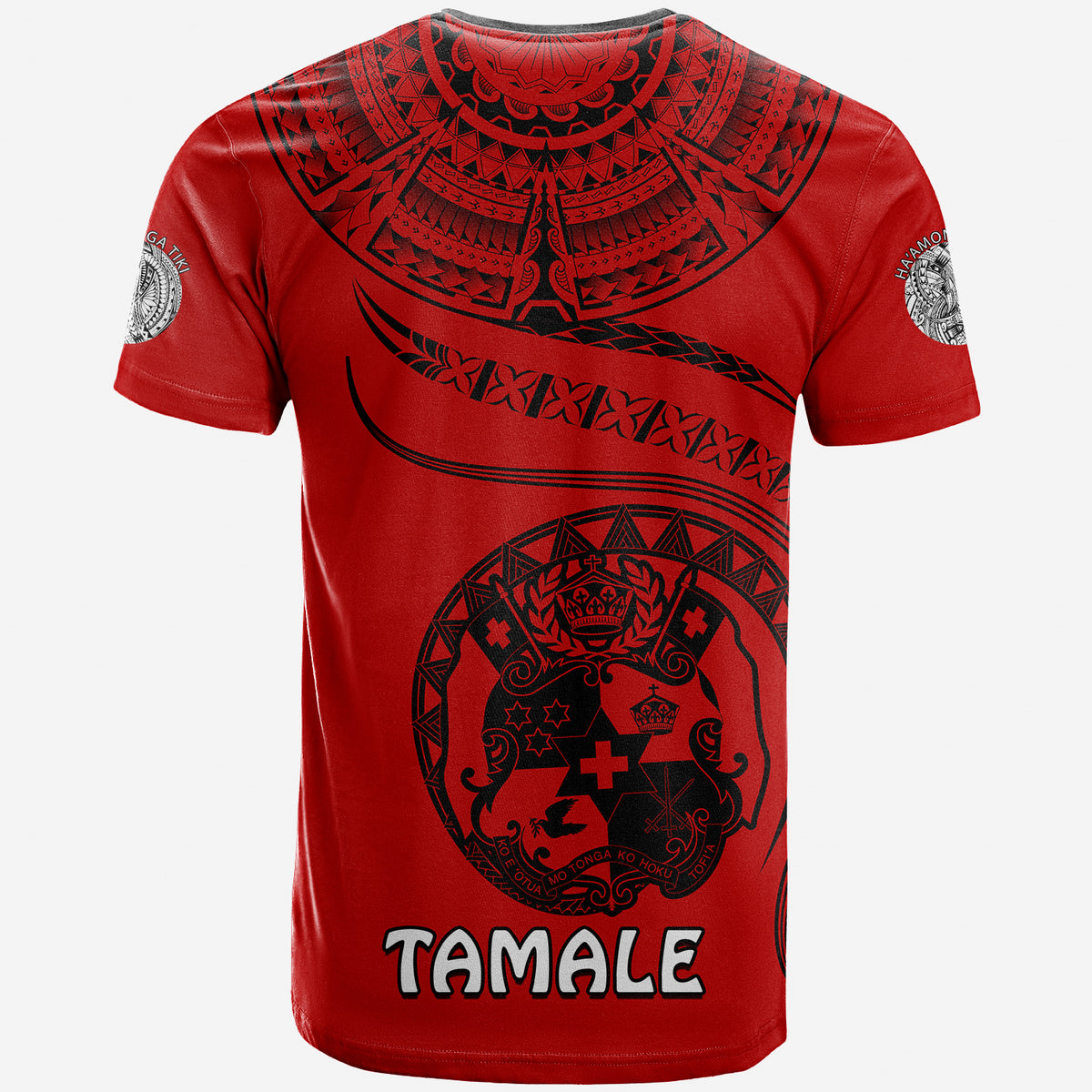 (TOKO ofA TAMALE) Tonga Polynesian T Shirt Tonga Waves Mix Logo Red Black LT13 - Polynesian Pride