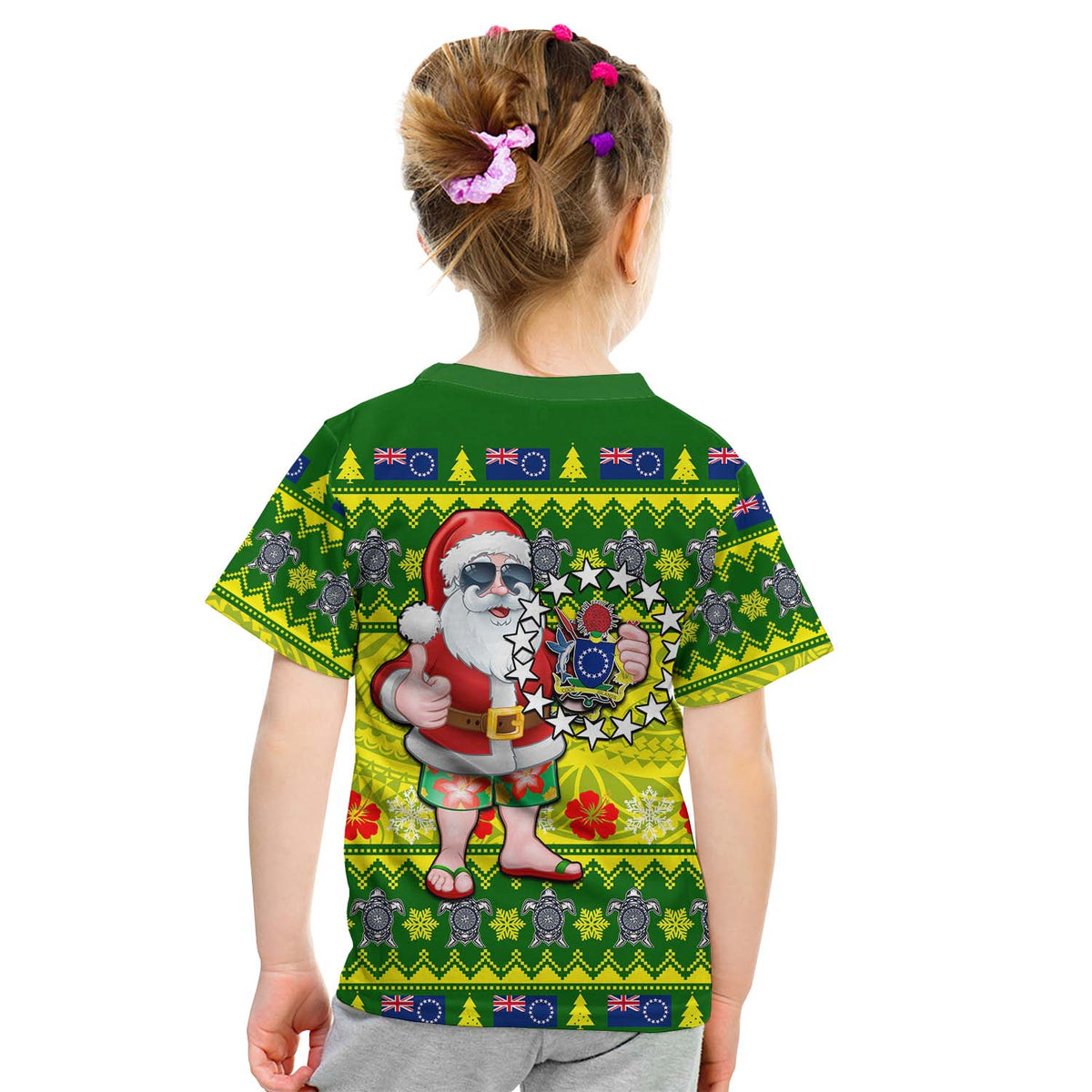 Cook Islands Christmas T Shirt Kid Cool Santa Claus LT6 - Polynesian Pride