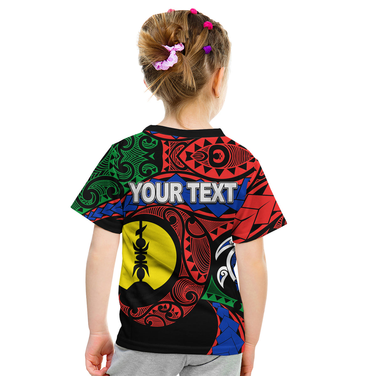 (Custom Personalised)New Caledonia T Shirt Kid Color Flag LT6 - Polynesian Pride