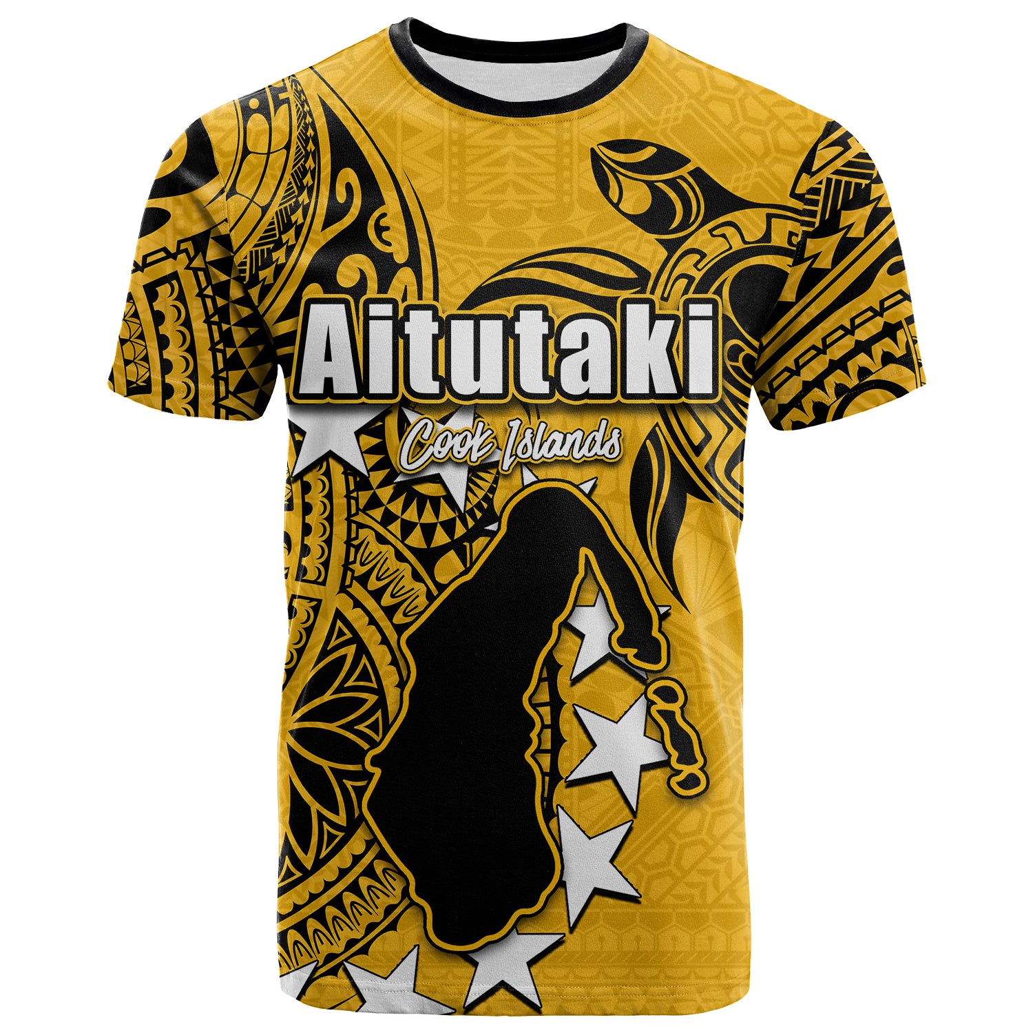 Custom Cook Islands T Shirt Aitutaki LT6 Yellow - Polynesian Pride