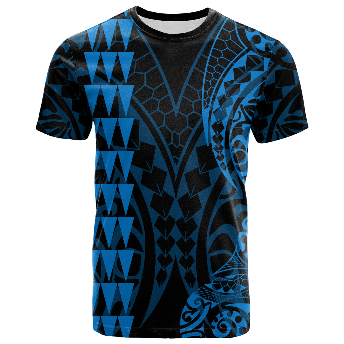 Kakau Polynesian Tribal T Shirt LT13 Blue - Polynesian Pride