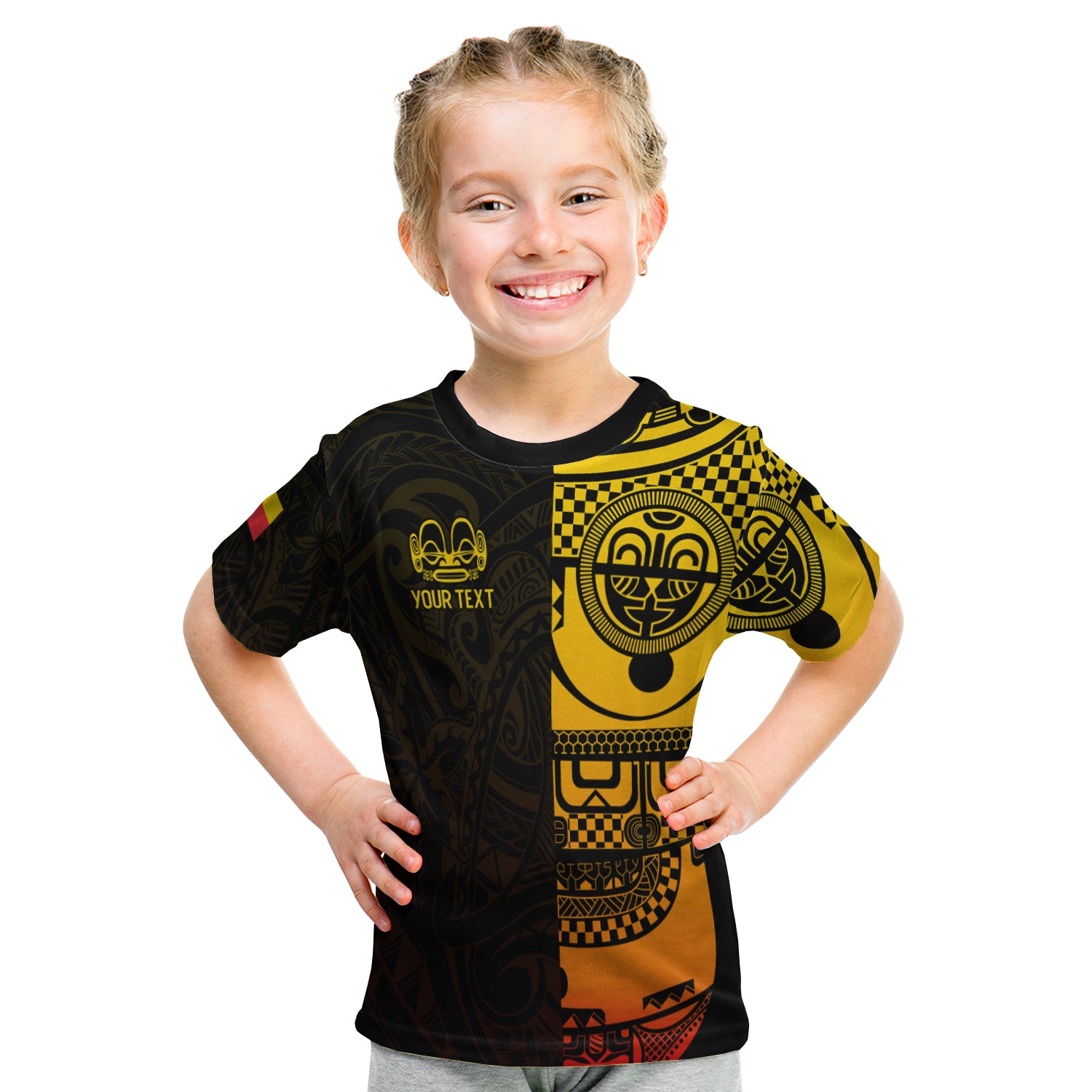 (Custom Personalised) Marquesas Islands Tiki T Shirt Kid Gradient Marquesan Tattoo LT13 - Polynesian Pride