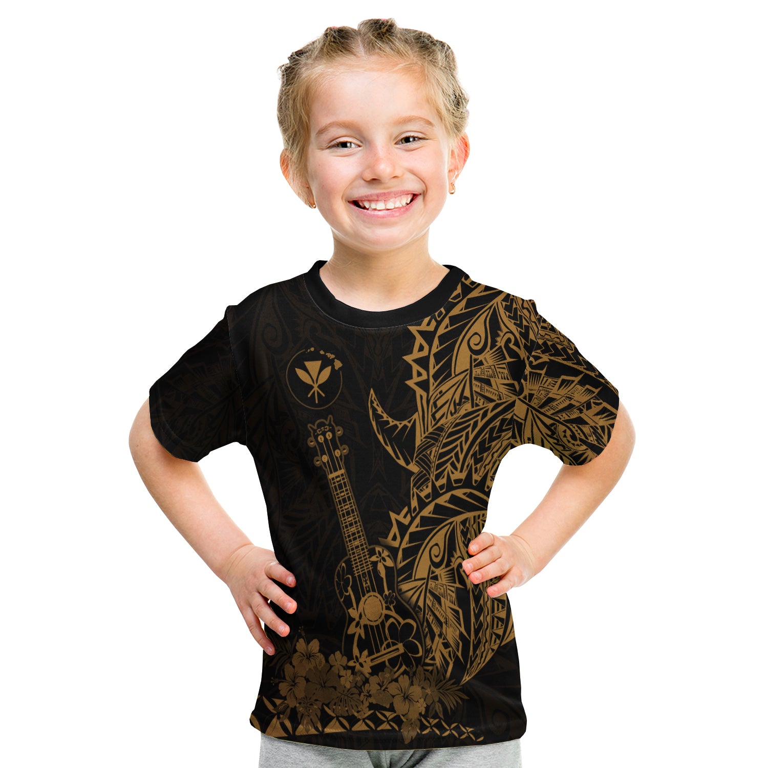 Hawaii Polynesian T Shirt Kid Ukulele Gold LT13 - Polynesian Pride