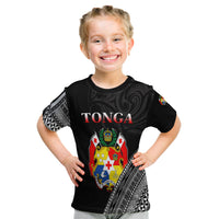 Tonga T Shirt Kid Tongan Pattern Blithesome Version Black LT13 - Polynesian Pride