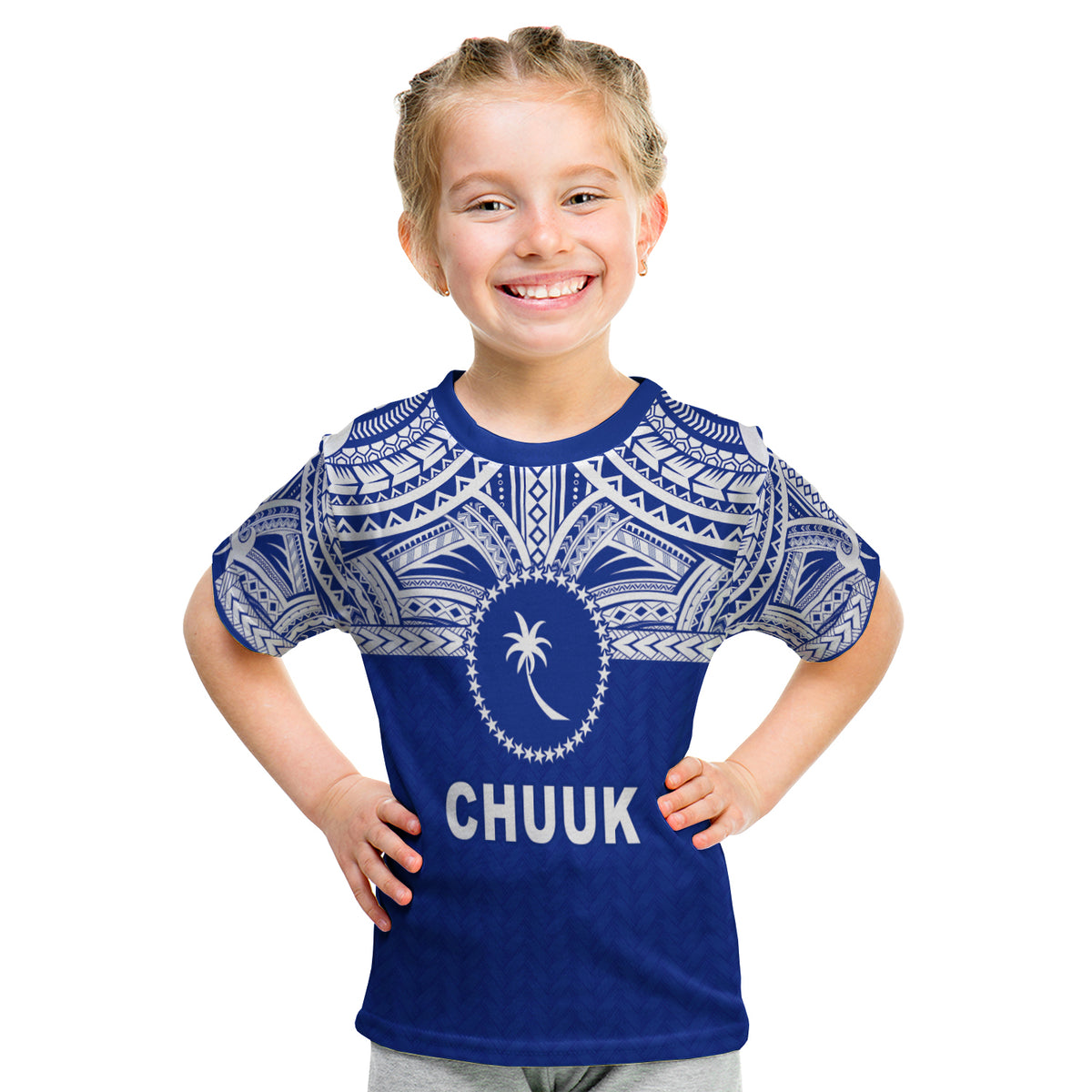 Chuuk Flag T Shirt Kid Micronesia Style Blue LT13 - Polynesian Pride