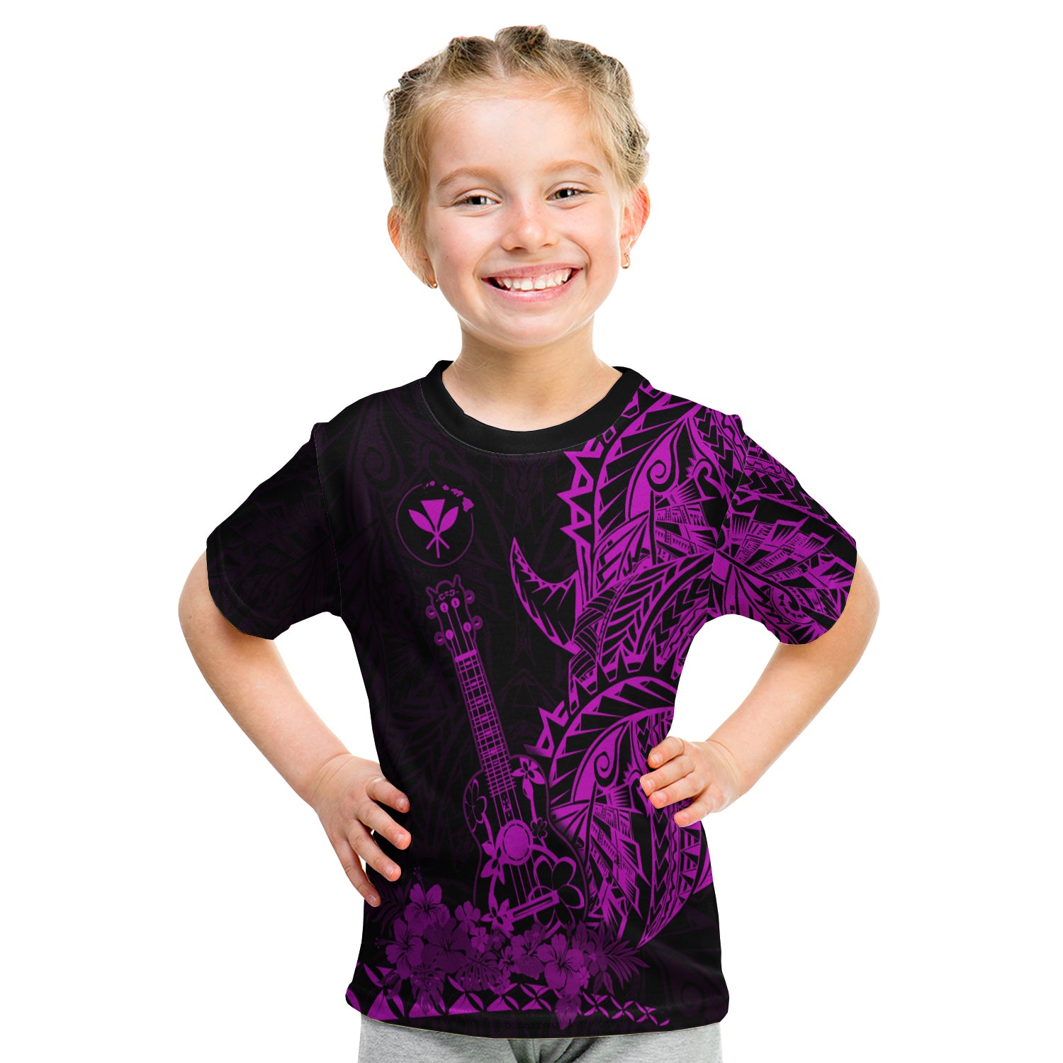 Hawaii Polynesian T Shirt Kid Ukulele Purple LT13 - Polynesian Pride