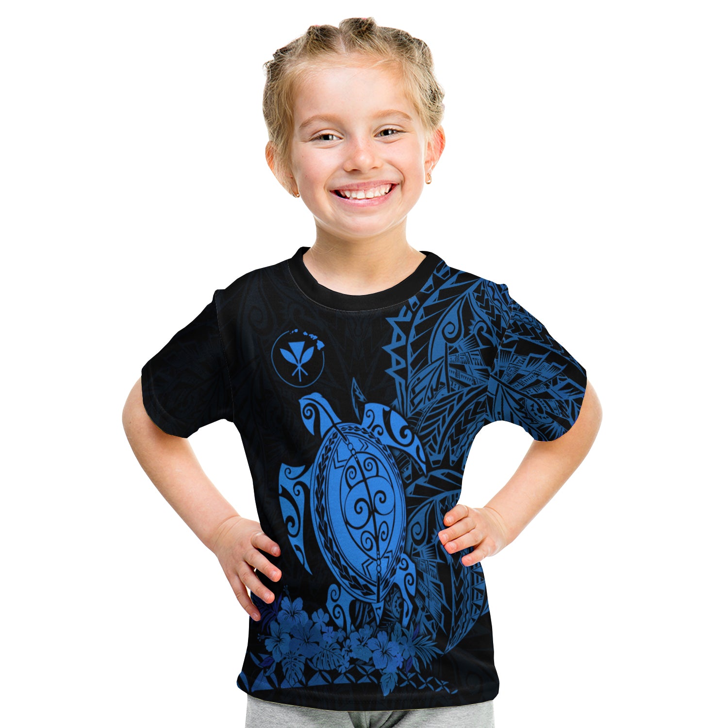 Hawaii Polynesian T Shirt Kid Blue Sea Turtles Hawaiian LT13 - Polynesian Pride